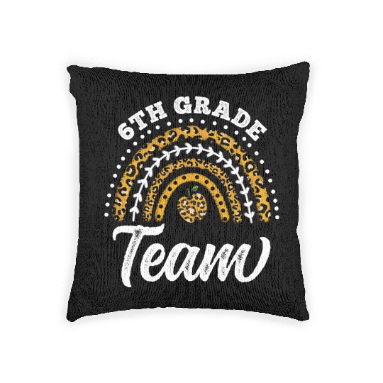 6th Grade Team Leopard Rainbow Back To School Woven Pillows