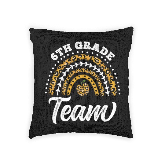 6th Grade Team Leopard Rainbow Back To School Woven Pillows