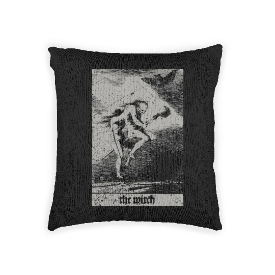Vintage Occult The Witch Tarot Card Satanic Woven Pillows