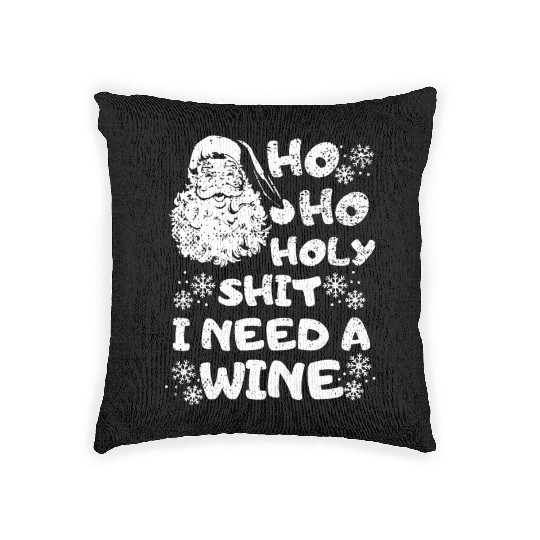 Funny Christmas saying wine christmas Woven Pillows