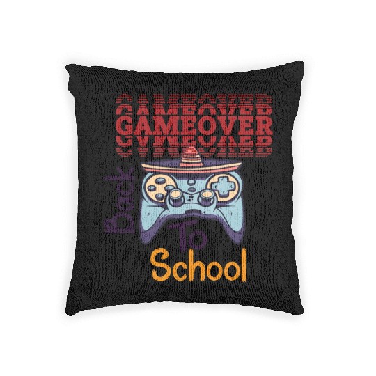 game over back to school funny design Woven Pillows