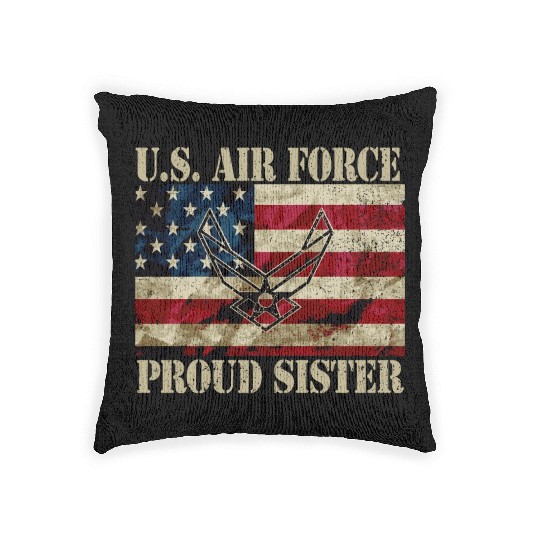 Proud Air Force Sister Military Veteran Pride Us F Woven Pillows