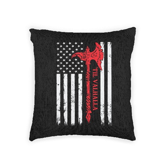 American Viking Axe Flag Til Valhalla Veteran Usa Woven Pillows