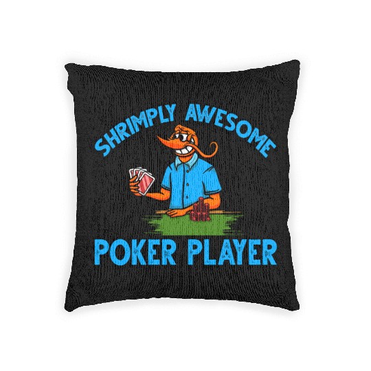 Funny Shrimp/Prawn Pun. Shrimply Awesome Poker Woven Pillows