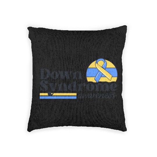 Down Syndrome Awareness Retro Sunset Yellow Blue Woven Pillows