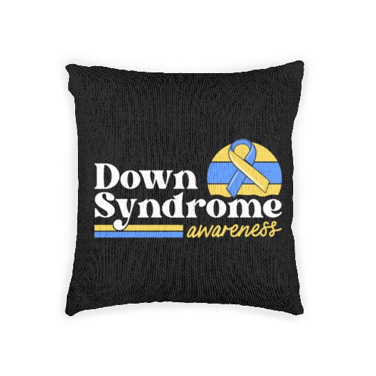 Down Syndrome Awareness Retro Sunset Yellow Blue Woven Pillows