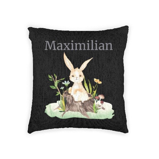 Waldtier Reh Hase Hedgehog Flowers Name Maximilian Woven Pillows