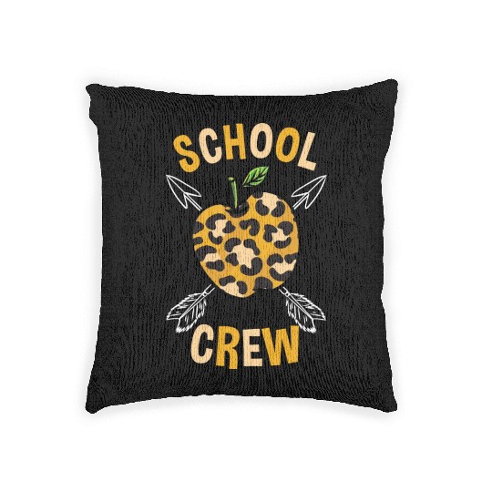 School Back To School Crew Leopard Print Woven Pillows