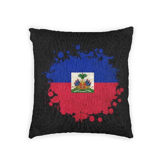 Haiti flags blob Woven Pillows