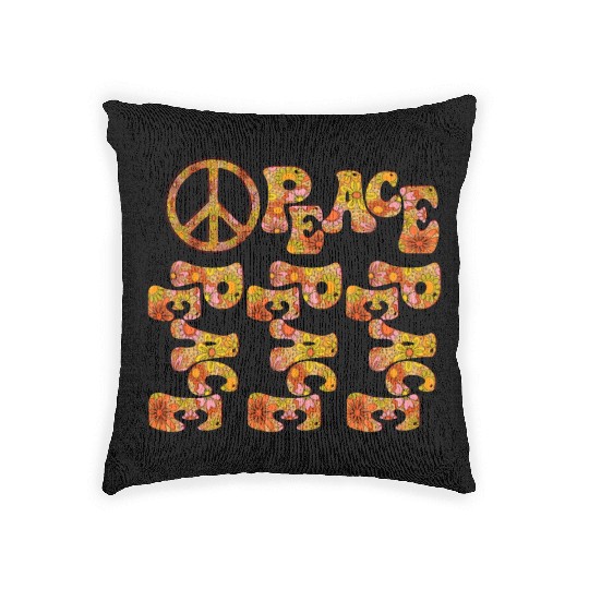 Psychedelic groovy Peace Woven Pillows