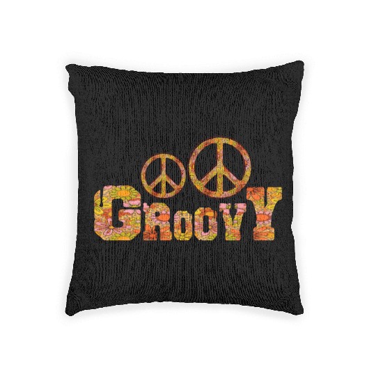 Psychedelic groovy Peace Woven Pillows