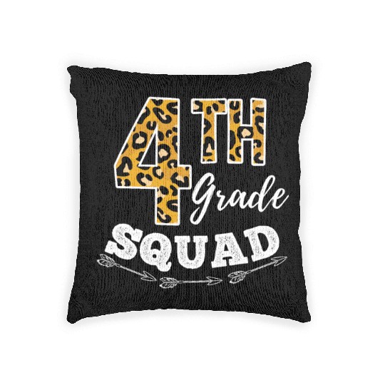 4th Grade Squad Leopard 4th Grade Teacher Woven Pillows