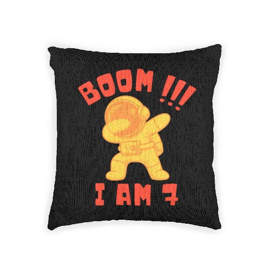 Kids Dabbin 7 years anniversary birthday cosmonaut Woven Pillows