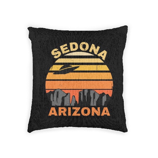 Sedona Arizonna Retro Sunset and UFO Woven Pillows
