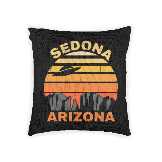 Sedona Arizonna Retro Sunset and UFO Woven Pillows