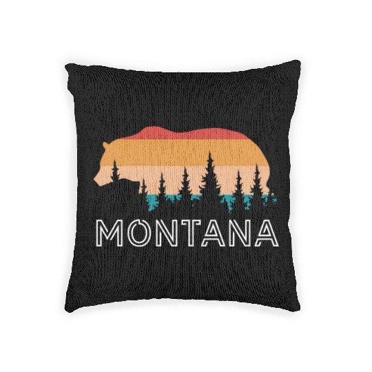 Montana Grizzly Bear Retro Woven Pillows