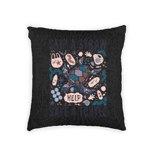 Skip a Straw Save a Turtle Woven Pillows