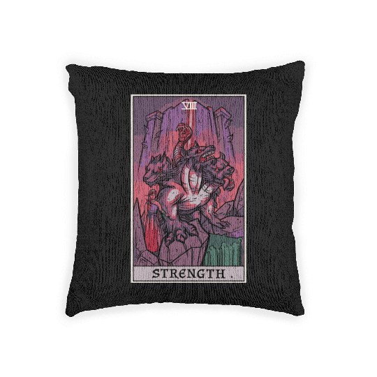 Strength Tarot Card Halloween Cerberus Greek Mytho Woven Pillows