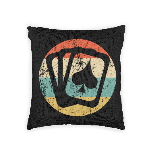 Playing Cards Spades Icon Retro Poker Woven Pillows