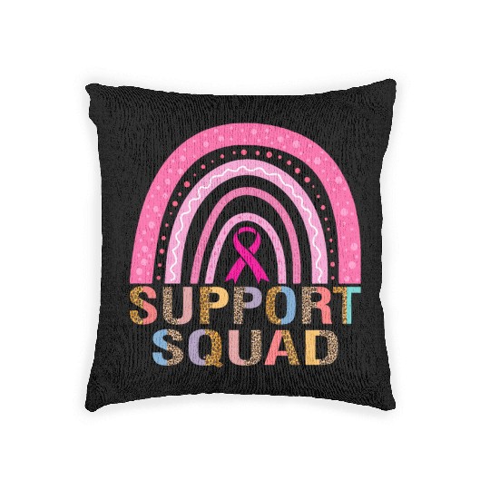Support Squad Leopard Pink Warrior Breast Cancer Woven Pillows