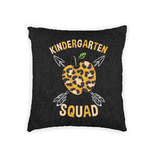 Kindergarten Back To School Squad Leopard Print Woven Pillows