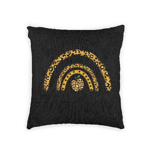 Leopard Print Middle School Teacher Rainbow Woven Pillows
