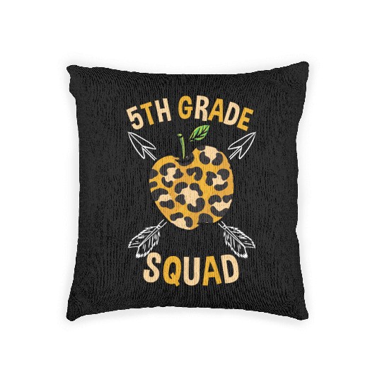5th Grade Back To School Squad Leopard Print Woven Pillows