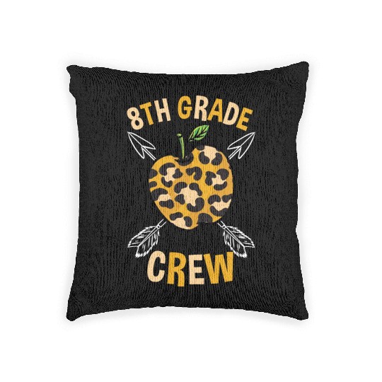 8th Grade Back To School Crew Leopard Print Woven Pillows