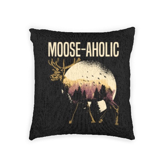 Moose-aholic Moose Wildlife Animal Alces Elk Deer Woven Pillows