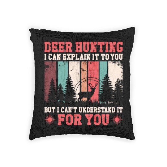 Buck Deer Hunting Hunter Vintage Woven Pillows