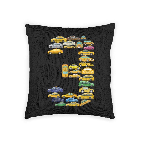 3rd Birthday Gift Taxi Car Boys Kids 3 Year Old Woven Pillows
