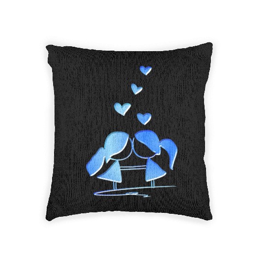 Loving couple lesbian blue glitter love Woven Pillows