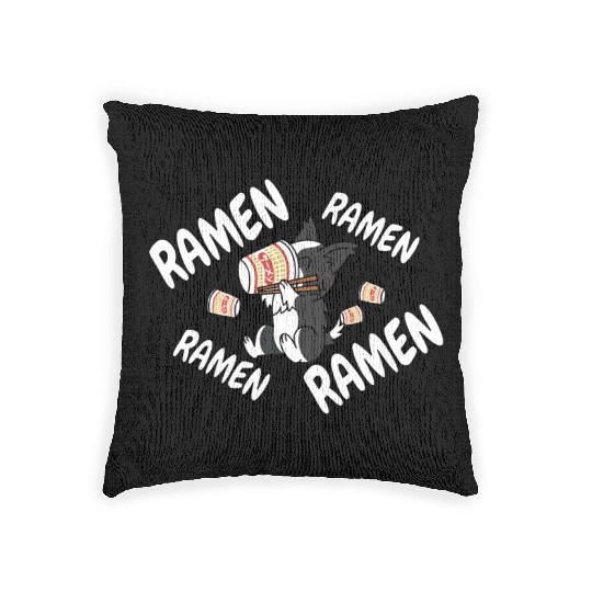 Border Collie Instant Ramen Noodles Woven Pillows