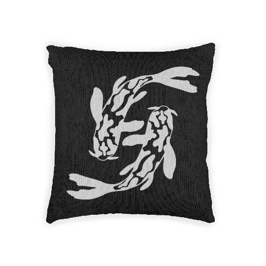 design 2 koi fish Woven Pillows