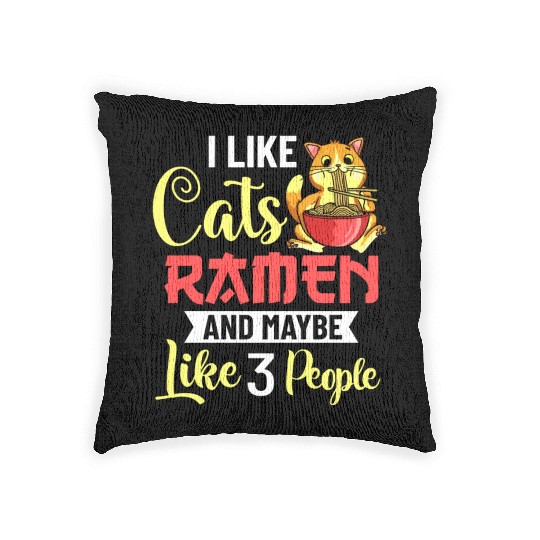 Ramen Cat Bowl Chicken Noodle Soup Japanese Woven Pillows