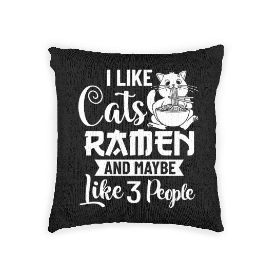 Ramen Cat Bowl Chicken Noodle Soup Japanese Woven Pillows