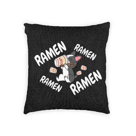 Boston Terrier Instant Ramen Noodles Woven Pillows