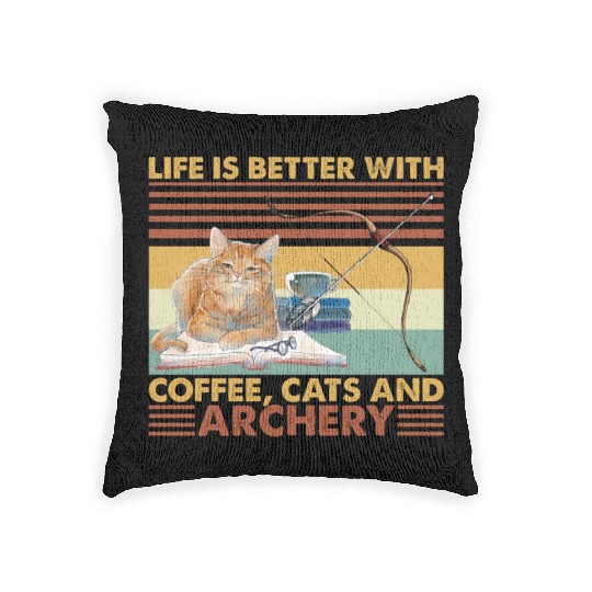 Coffee Cats and Archery Woven Pillows