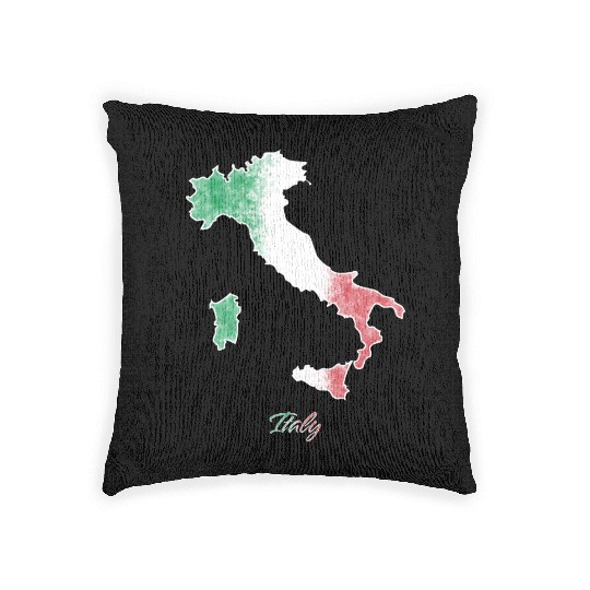 Stylized Italy Map Woven Pillows