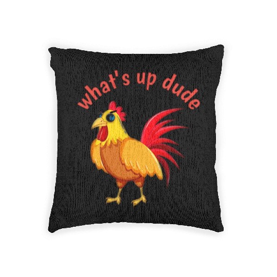 Angry Cartoon Cock Bird Woven Pillows
