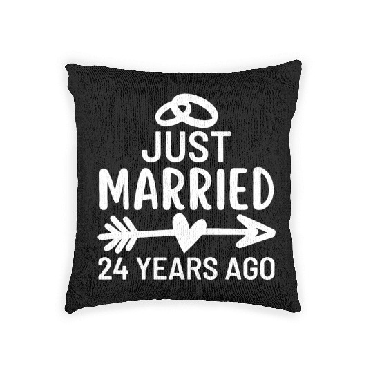 Just Married 24 Years Ago Wedding Anniversary Woven Pillows