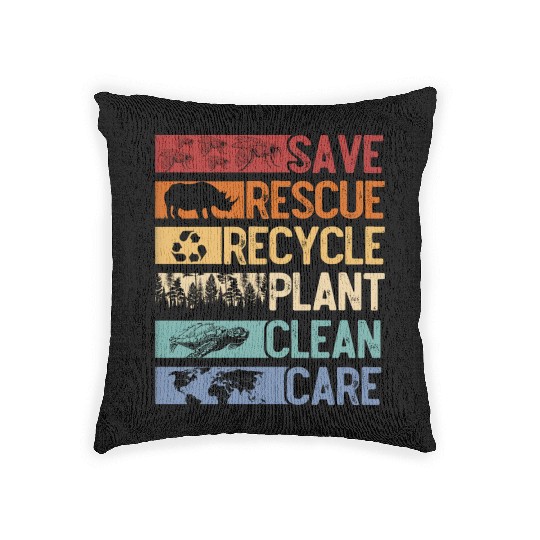 Earth Day, Save the planet, clean the oceans Woven Pillows