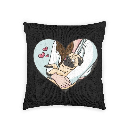 Funny lovely pug puppy Funny lovely pug puppy gift Woven Pillows