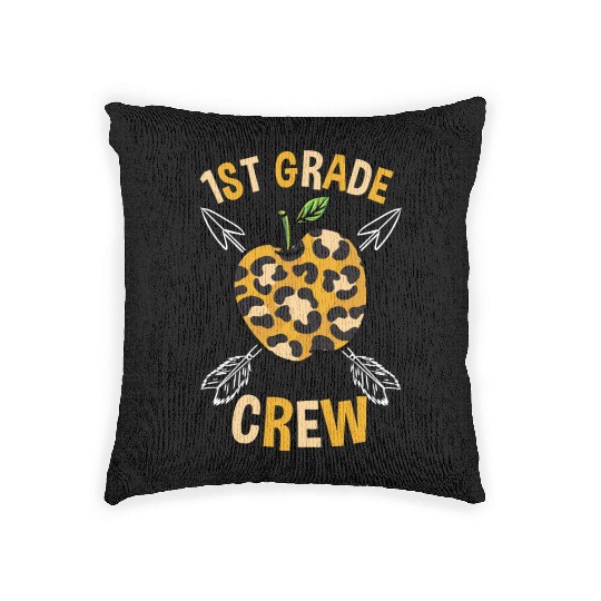 1st Grade Back To School Crew Leopard Print Woven Pillows