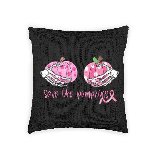 Breast Cancer Awareness Pink Ribbon Save The Pumpk Woven Pillows