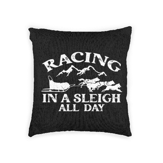 Alaska Sled Dog Racing In A Sleigh All Day Mushing Woven Pillows