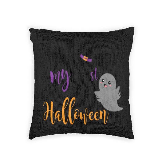 My 1st Halloween Creepy Ghost Birthday Kids Woven Pillows