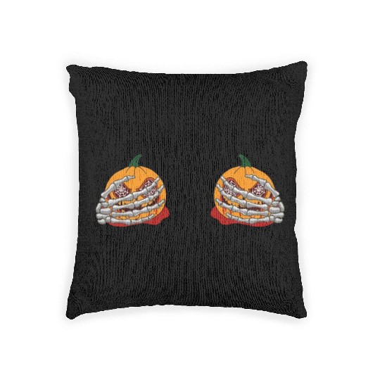 Halloween Pumpkin Boob Skeleton Hand Woven Pillows