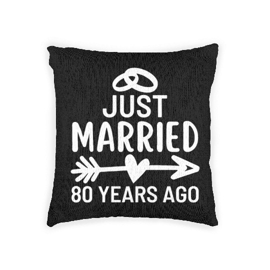 Just Married 80 Years Ago Wedding Anniversary Woven Pillows