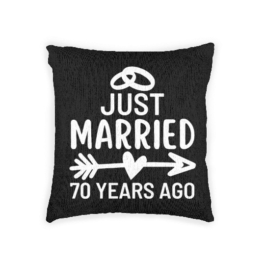 Just Married 70 Years Ago Wedding Anniversary Woven Pillows